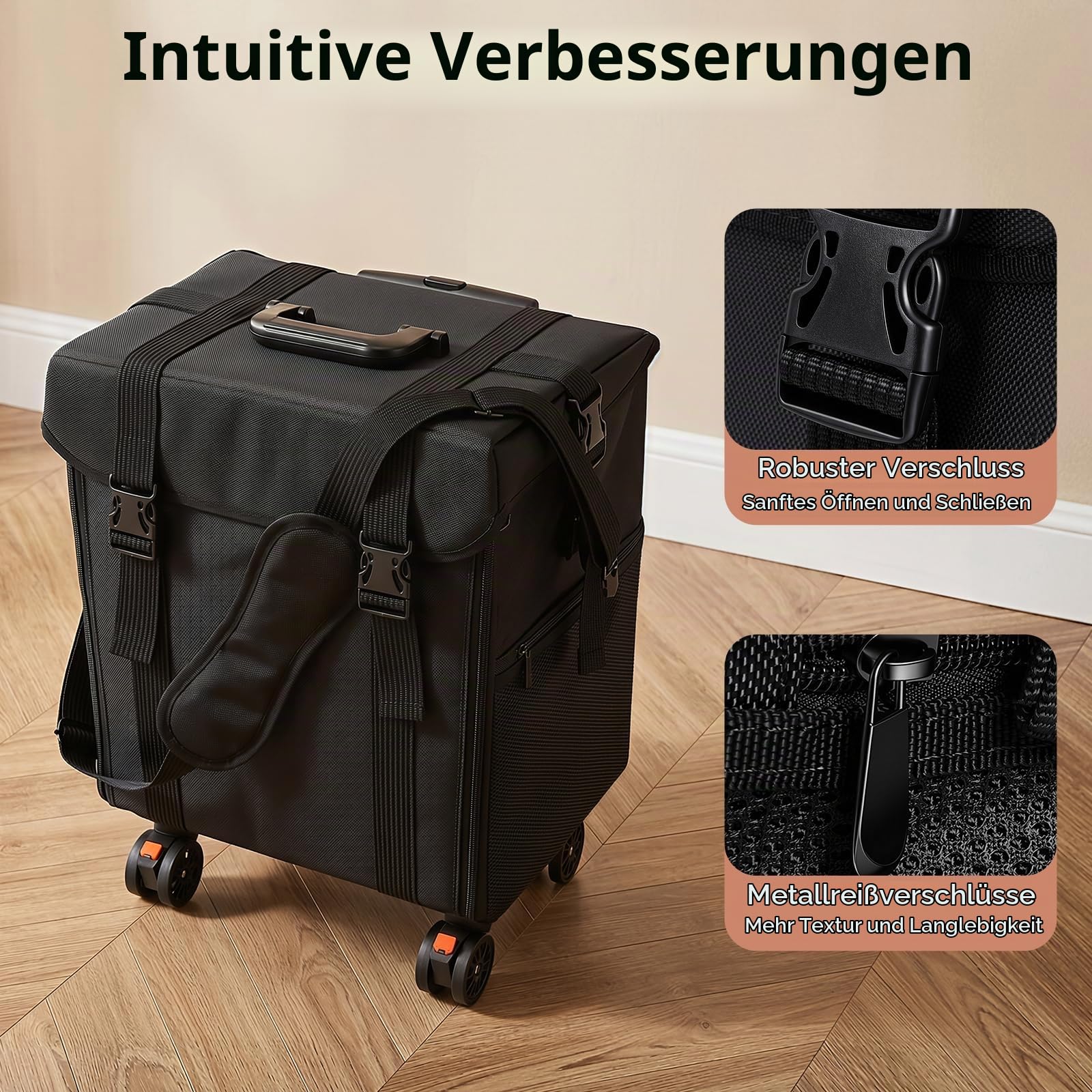 2 In 1 Kosmetik Trolley Multi-Function Friseurkoffer Professionelle Schwarz Kosmetikkoffer Beauty Tools Trolley mit 8 Herausnehmbare Schubladen und Rollen für Friseuren, Nageltechnikern, Kosm
