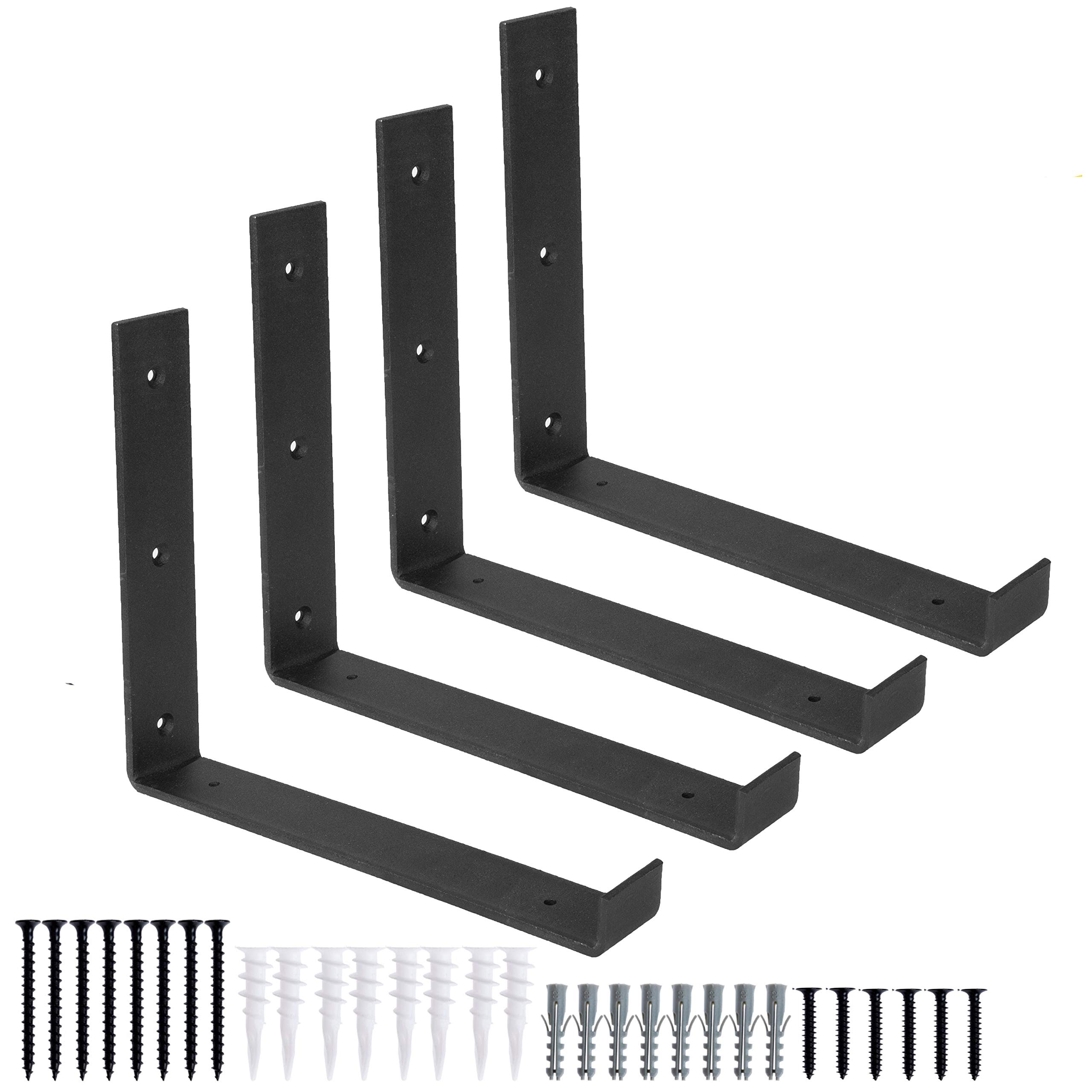 Buy Heavy Duty Floating Shelf Brackets, 4 Pack, Rustic Iron 6 x 9.25