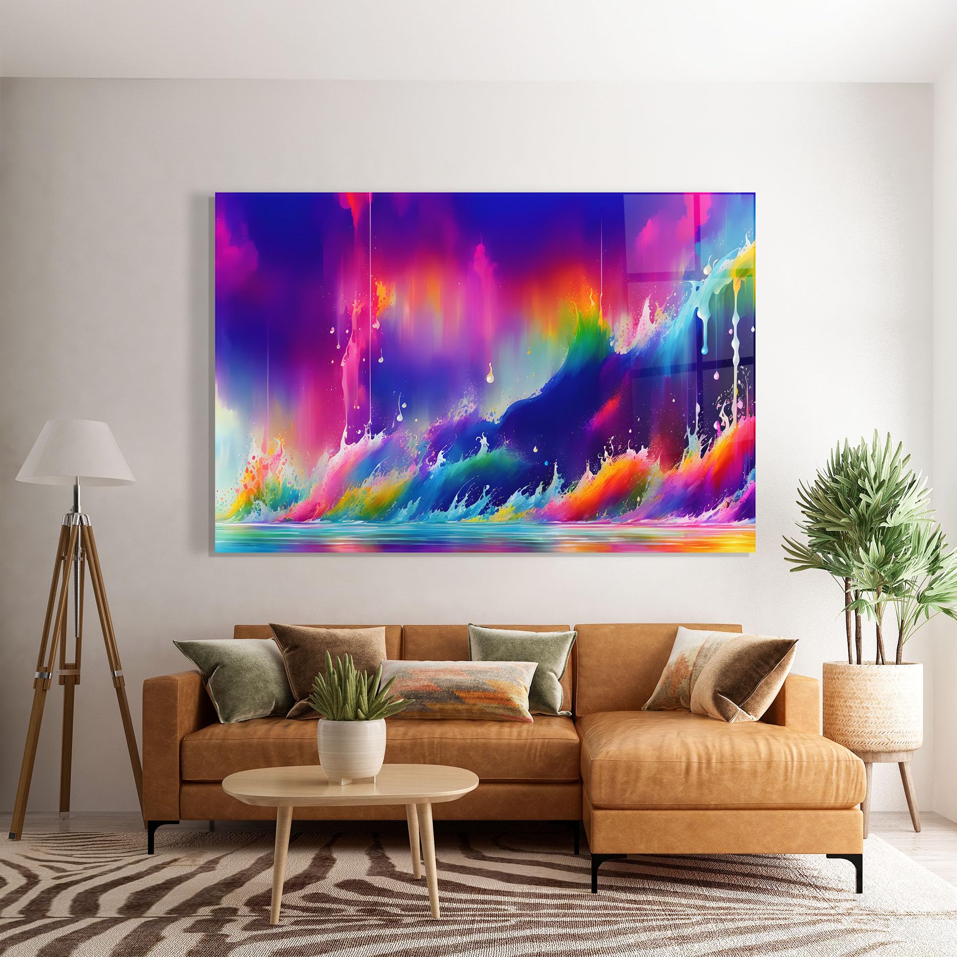ARTHUB® Moderne impression sur verre 50x70 cm, 4mm verre trempé | Tableau en verre salon et chambre, Décoration murale moderne, Décoration intérieure, abstrait, Fairytale Landscape