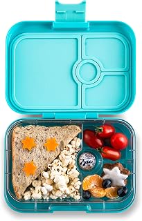 Yumbox Panino M Lunch Box – 4 compartimentos, tamaño mediano, fiambrera con separador, para guardería, niños, escuela, adultos (Misty Aqua)