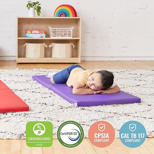 Miniatura 6 de ECR4Kids SoftZone - Alfombrillas plegables para descanso de arcoíris, muebles de aula, surtido, 5 piezas