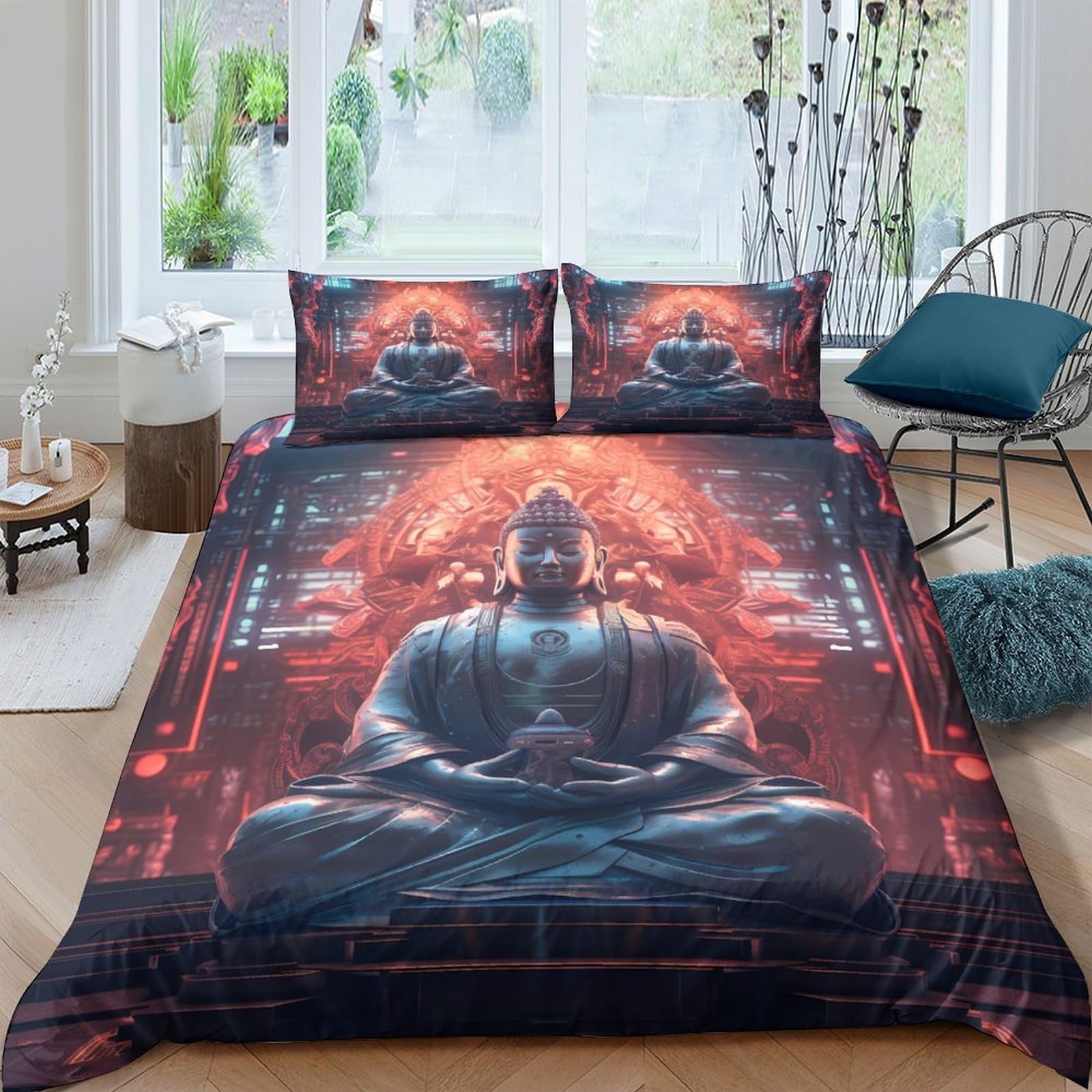 Ctjqhvkz Style-8 3D Printed Buddha Temple Fitted Sheet Microfiber Non Slip Mandala Mattress Cover For Bedroom Dorm Decor Single（135X200cm）