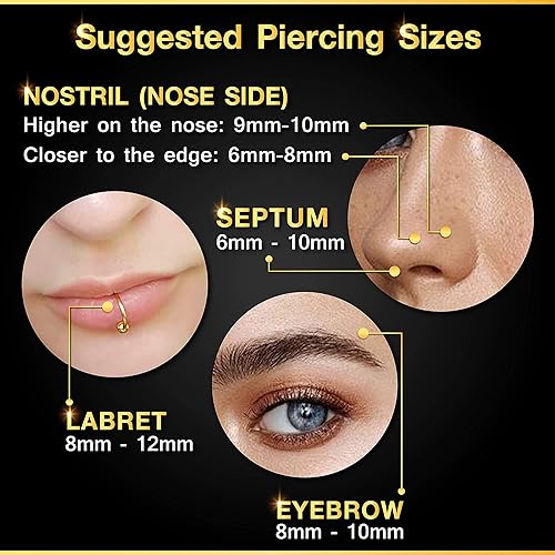 Miniatura 4 de VIUJUH 2 aretes de herradura con rosca interna de acero quirúrgico de 0.56 oz, 38, 0.394 in, 0.118 in, aretes de lóbulo de bola, joyería de piercing