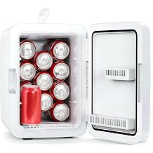 Electactic 10L Mini Fridge, Portable Compact Refrigerator, 2.6 Gal Skincare Cooler with AC/DC Adapter, Quiet Small Personal Fridge for Beverage, Food, Makeup, Bedroom, Office, White