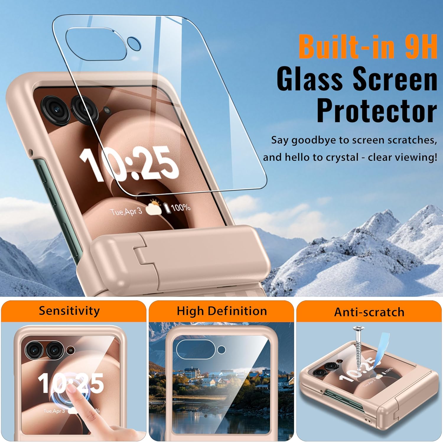 for Motorola Razr 2025 Case/Razr 2024 Case [Hinge Protection＆Kickstand] [Built-in Front Screen Protector] [Anti-Slip][15FT Drop Protection] Shockproof Slim Phone Case for Moto Razr 2025/2024