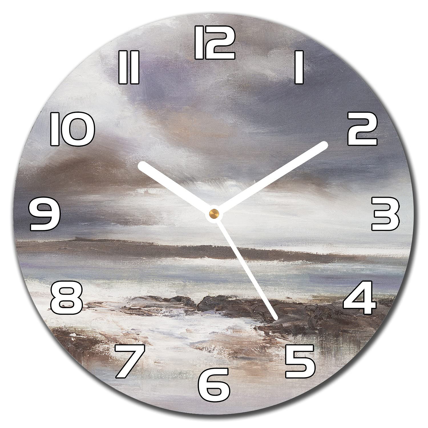 Horloge en verre 30 cm Orageux Plage pour une décoration de cuisine moderne