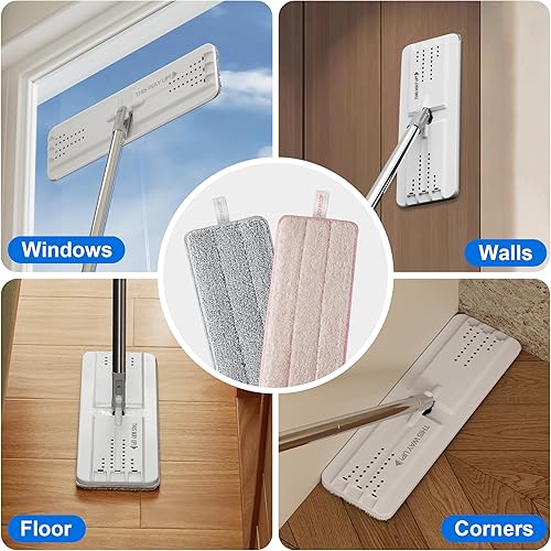 Miniatura 6 de JOYMOOP Almohadillas de repuesto para trapeador, almohadillas de microfibra reutilizables para trapeador plano de 13 pulgadas y cubo de trapeador,