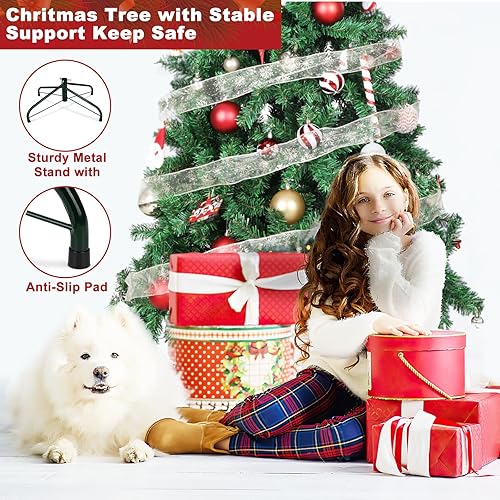 Miniatura 5 de Árbol de Navidad artificial de 1,000 puntas de 6 pies sin luz verde con base de metal Choiana