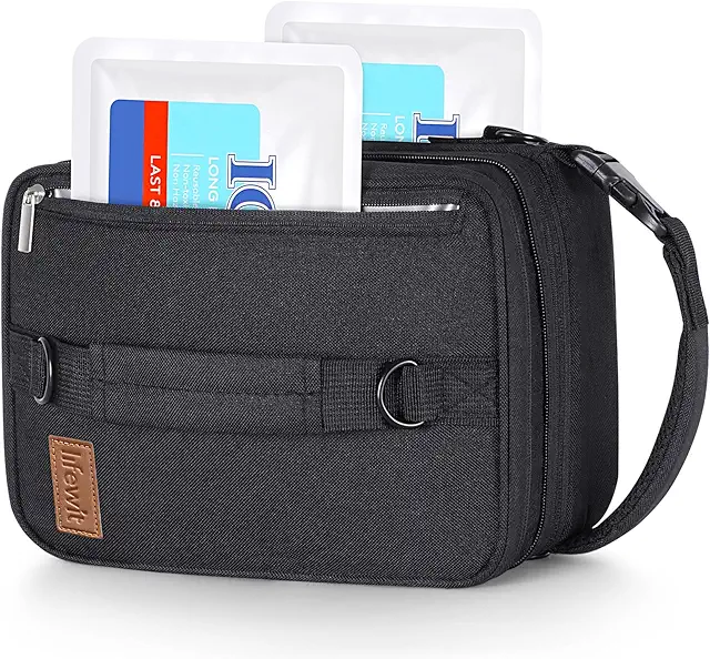 Insulated Expandable Lunch Box with Ice Packs - 6.5L Capacity, Black