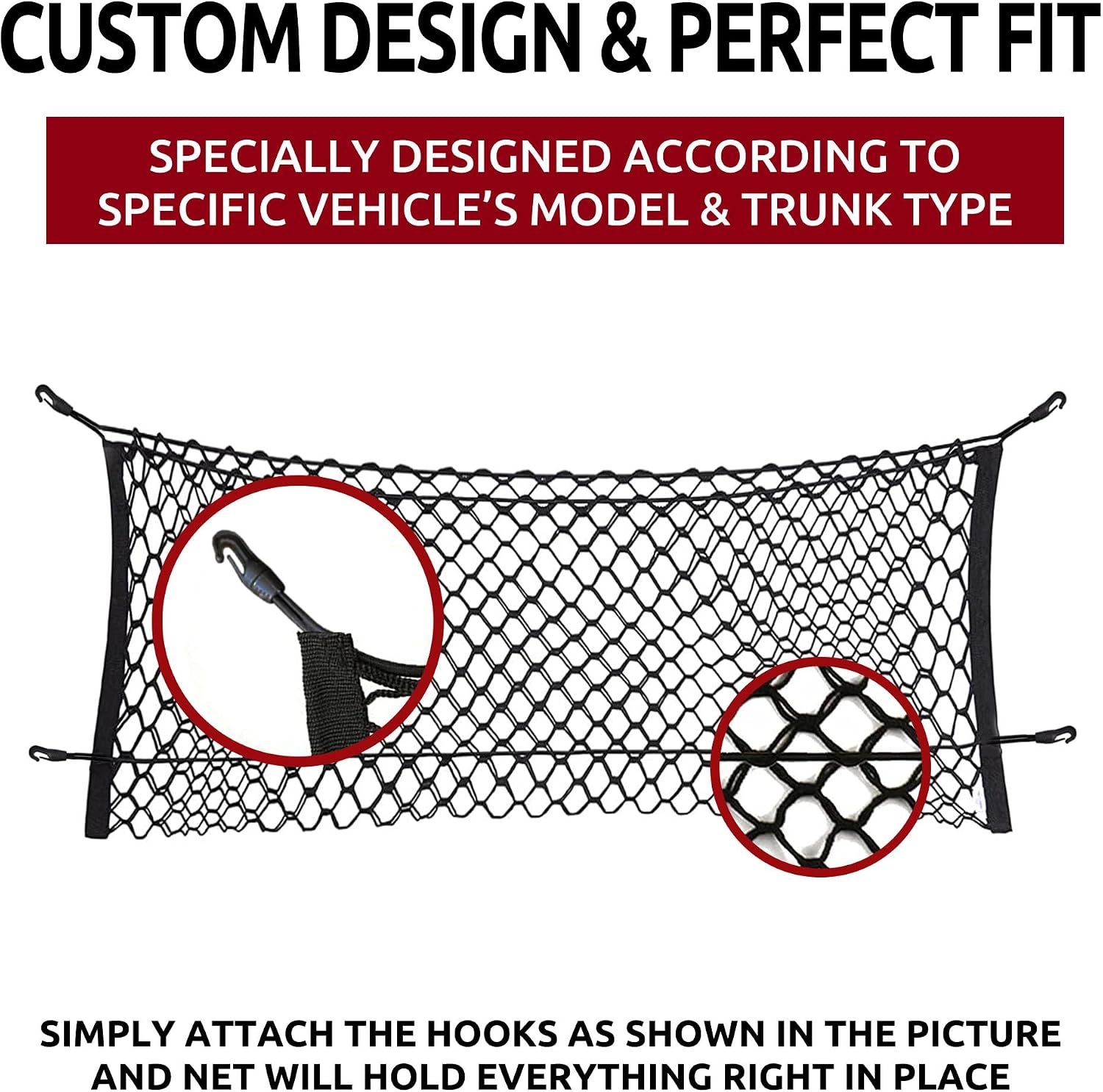 Envelope Style Automotive Elastic Trunk Mesh Cargo Net for Nissan Murano 2015-2025 - Premium Trunk Organizer and Storage - Luggage Net for SUV - Best Car Organizer for Nissan Murano
