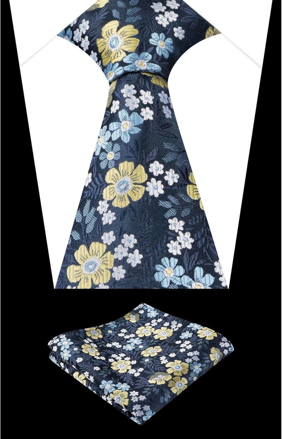 Alizeal Mens 3.15'' Flower Tie with Floral Handky Set - Image 4