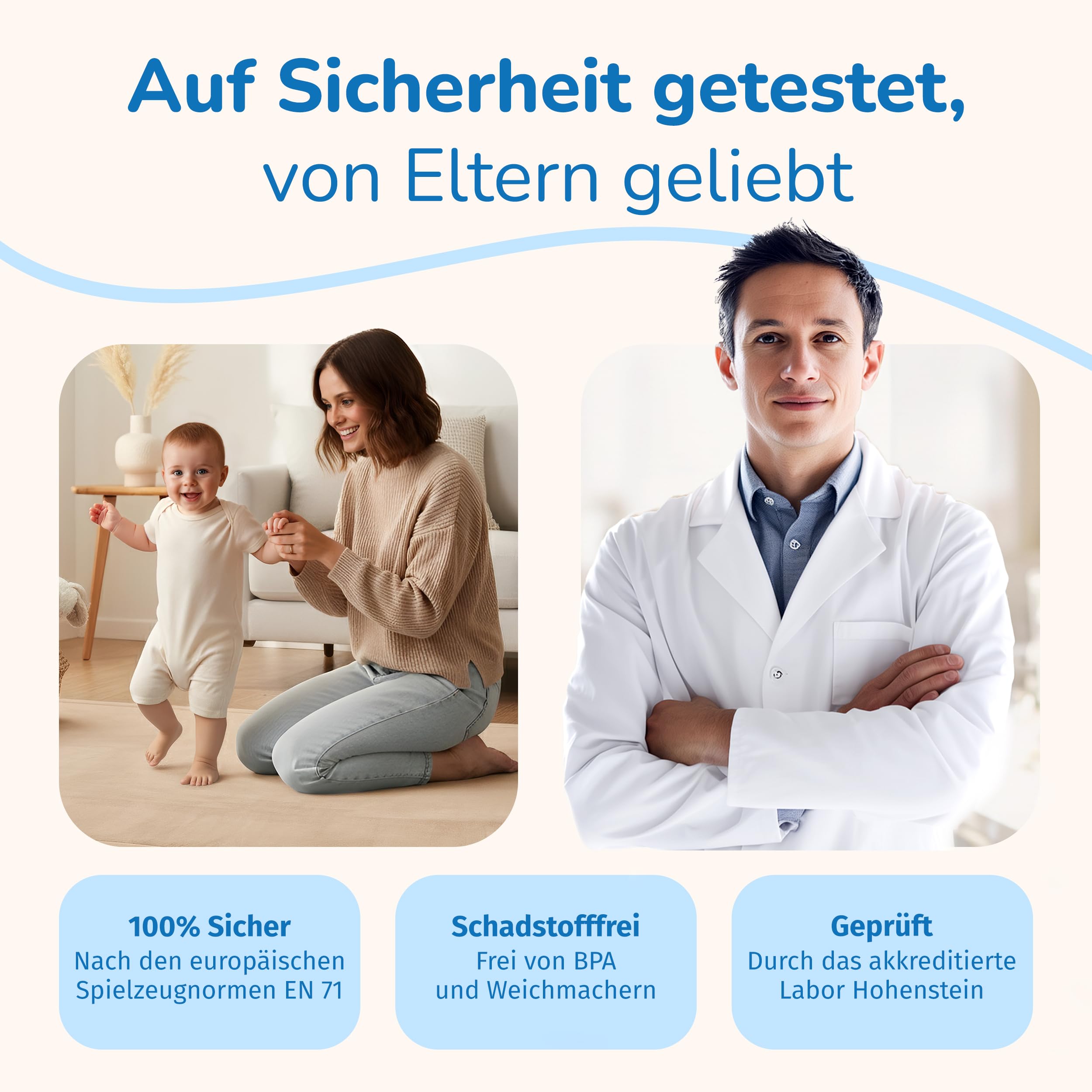 BabybeFun Krabbelmatte Baby - kuschelig weich - 3cm Dicke Spielmatte - schützt vor Stößen - Teppich Kinderzimmer 150x150cm - rutschfeste Schaumstoffmatte - Spielteppich Kinder - Krabbeldecke warm