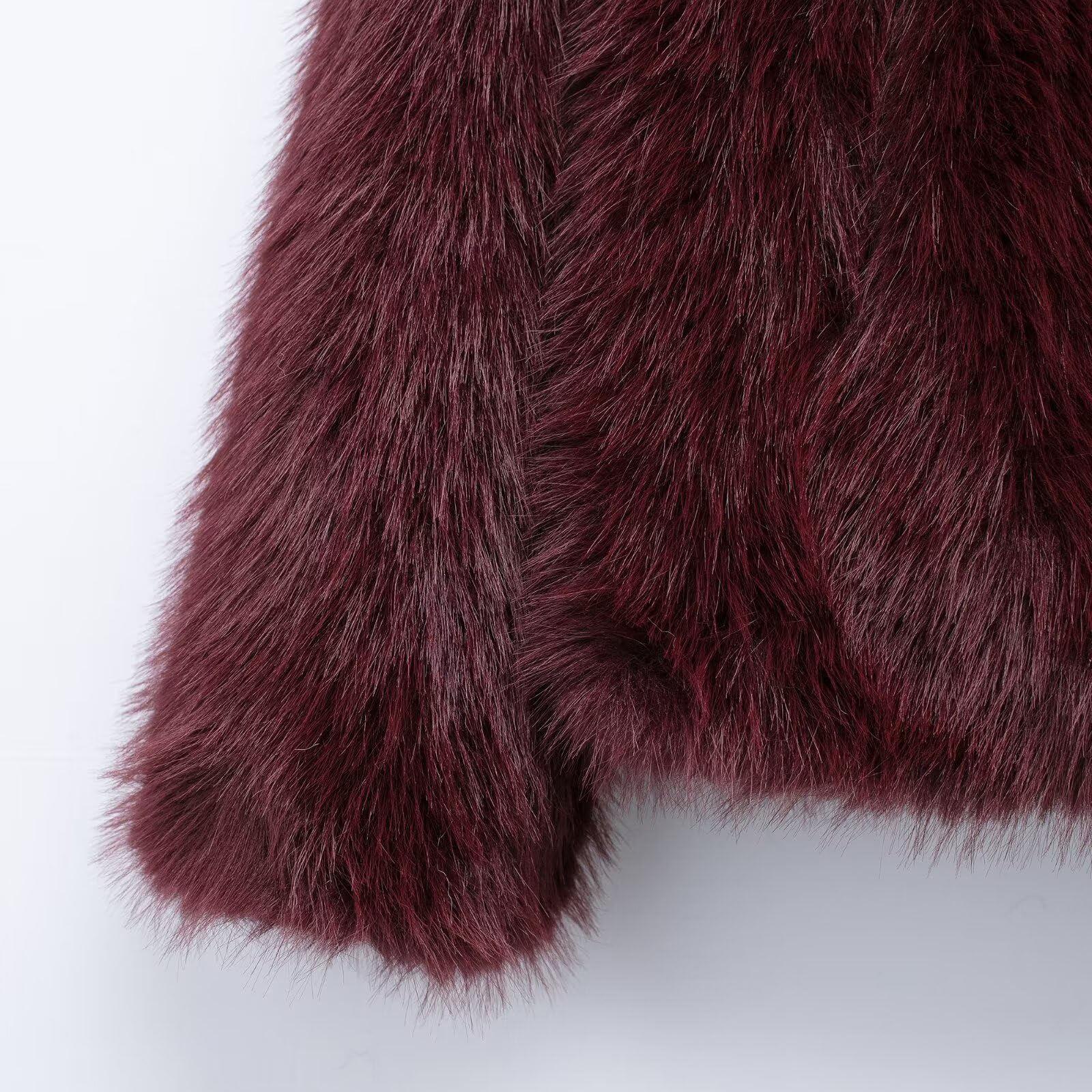 Giacca corta da donna in finta pelliccia a pelo lungo, con maniche lunghe e bottoni, calda, invernale, con tasche
