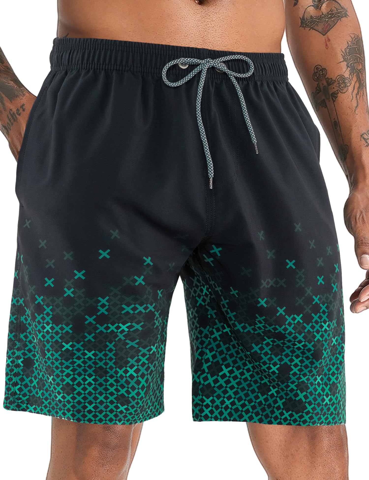 APTRO Herren Badehose Lang Badeshorts Schnelltrocknend Boardshorts Freizeit Short mit Innenslip