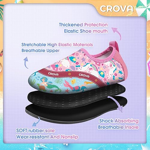Miniatura 2 de CROVA Zapatos de agua para niños pequeños, calcetines acuáticos de secado rápido, antideslizantes, zapatos deportivos para niños y niñas pequeños