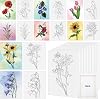 8 Pack 8x10 Inches Flowers Theme Pre Drawn Canvas to Paint, Pre Printed Canvas for Adults Sip and Paint Party Favor