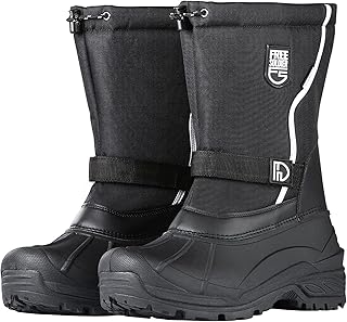 FREE SOLDIER Mens Snow Boots Insulated Waterproof Winter Shoes Nonslip Outdoor Footwear with Removable Lining