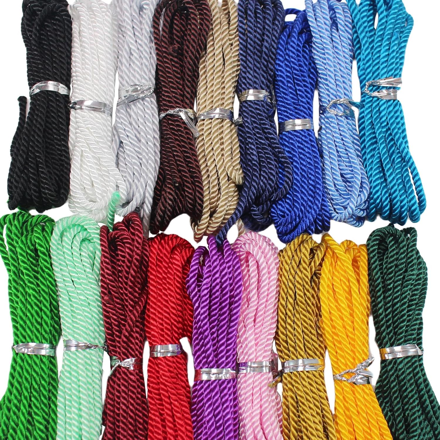 3mm Twisted Nylon Twine Cord for Bracelet Assorted Color 36 Yards Satin 3 Braided Beading Milan Rope Macrame Thread String Knotting Cord for Jewelry Making-DIY Crafts-Necklace-Pendant