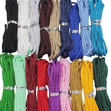 3mm Twisted Nylon Twine Cord for Bracelet Assorted Color 36 Yards Satin 3 Braided Beading Milan Rope Macrame Thread String Knotting Cord for Jewelry Making-DIY Crafts-Necklace-Pendant