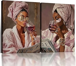 Pink Bathroom Wall Art Set Of 2 Framed Canvas Prints Glam Fashion Bathro...