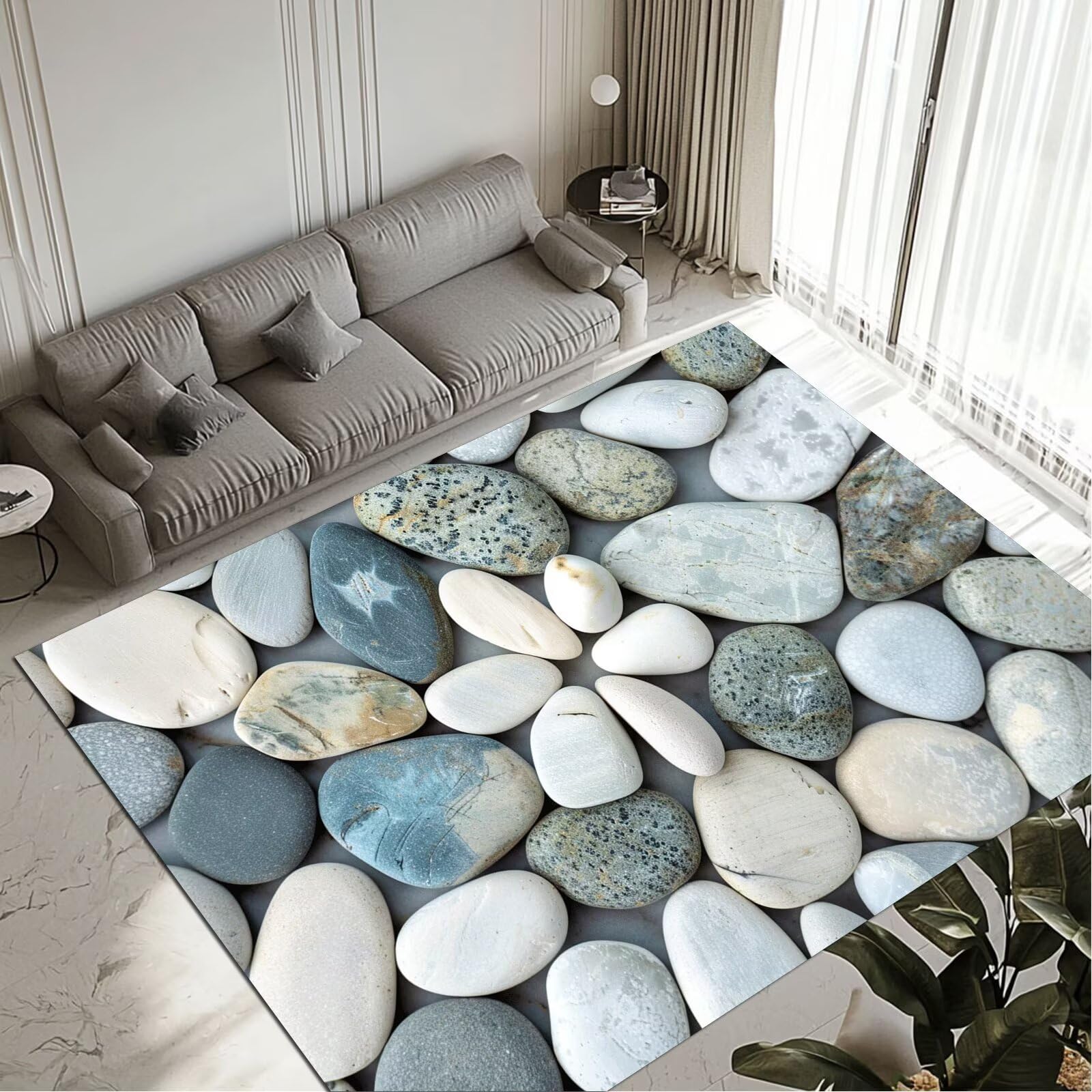 Tapis Stone grand tapis salon et chambre adulte 100x200cm lavable