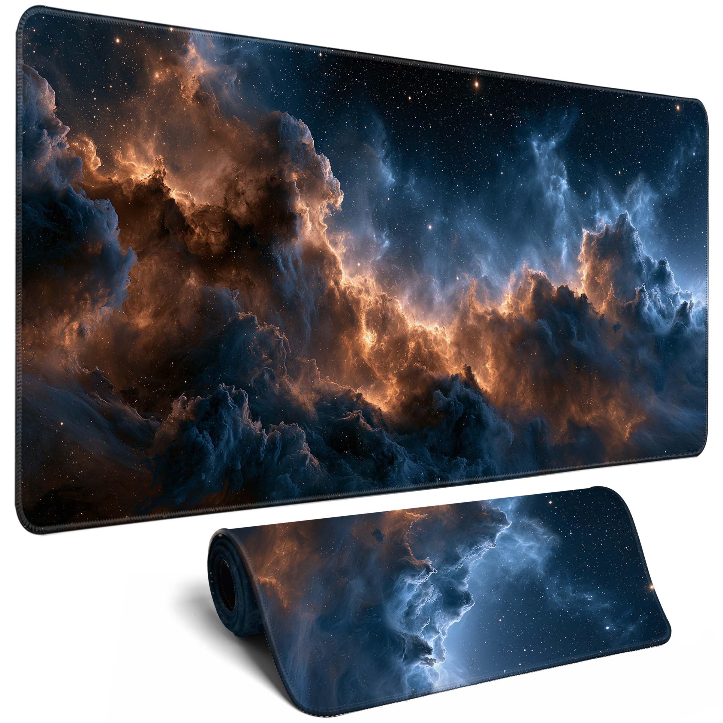 Large Extended Gaming Mouse Pad XXL Desk Mat Non-Slip Base (Galaxy) | 35.4x15.7 Inches extra large desk coverage, ultra-smooth control surface, durable stitched edges, easy clean, home and office