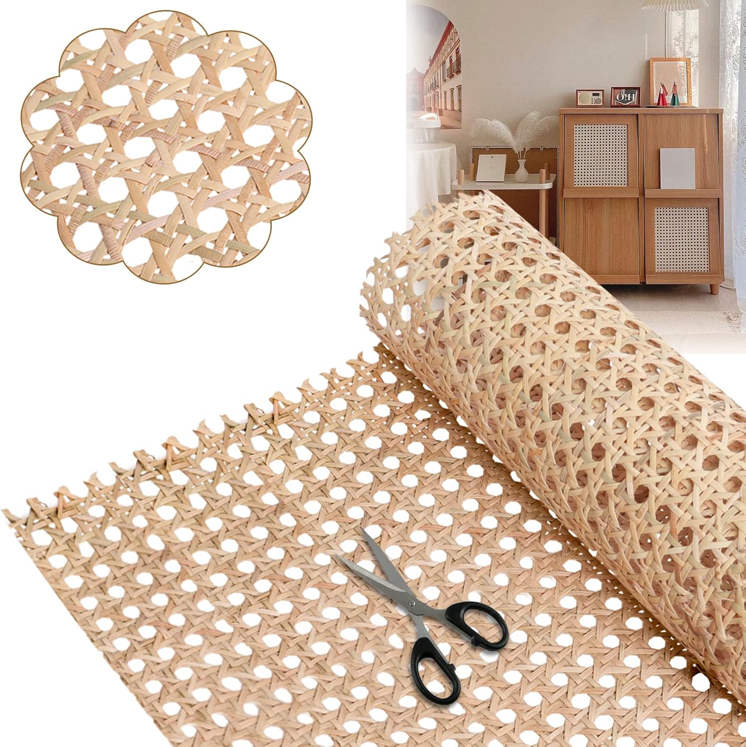 Rattan Cane bing, 24" Width Natural Rattan Cane bing