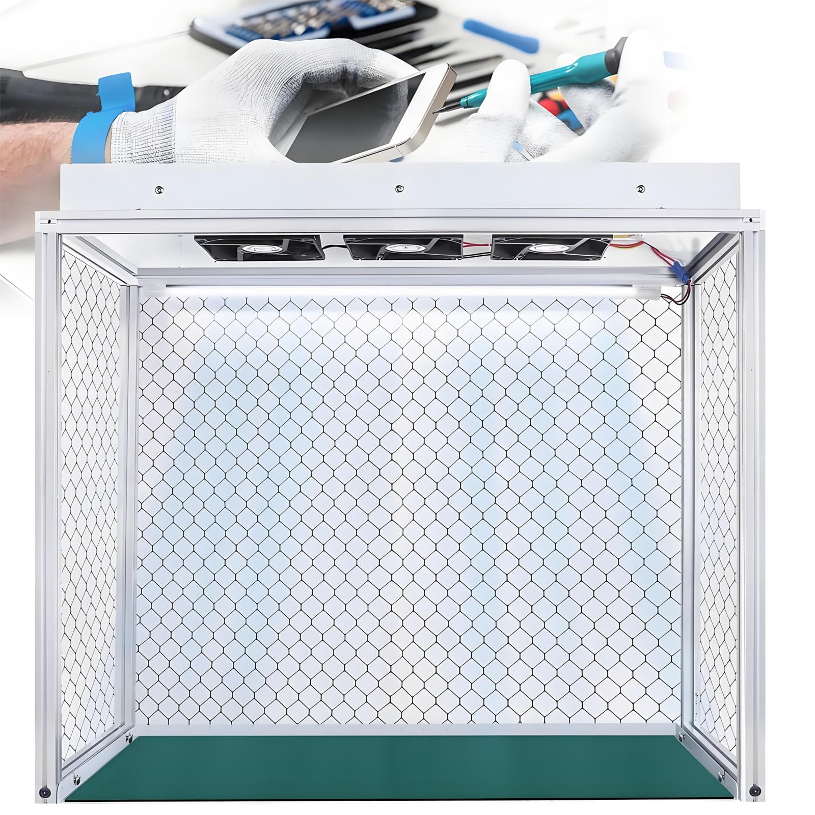 Campana De Flujo Laminar Vertical y Cabina De Flujo Laminar, Banco Limpio Campana de Flujo laminar con Filtro HEPA, Mesa De Trabajo A Prueba De Polvo para Reparación Pantalla LCD 110V