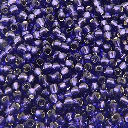Cuentas redondas de semillas tamaño 11/0, 0.99 oz, tubo de 6 pulgadas, TOHO plateado forrado morado claro, número de color 2224