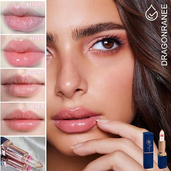 Crystal Jelly Colour-Changing Lipstick - Long-Lasting Moisturizing Balm for Cracked Lips, Clear Hydrating Formula, Gift for Women