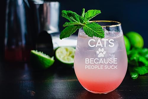 Miniatura 6 de Cat Because People Suck - Copa de vino grabada sin tallo - Cat Mom - Para los amantes de las mascotas - I love my cat - My Cat and I Talk - Crazy