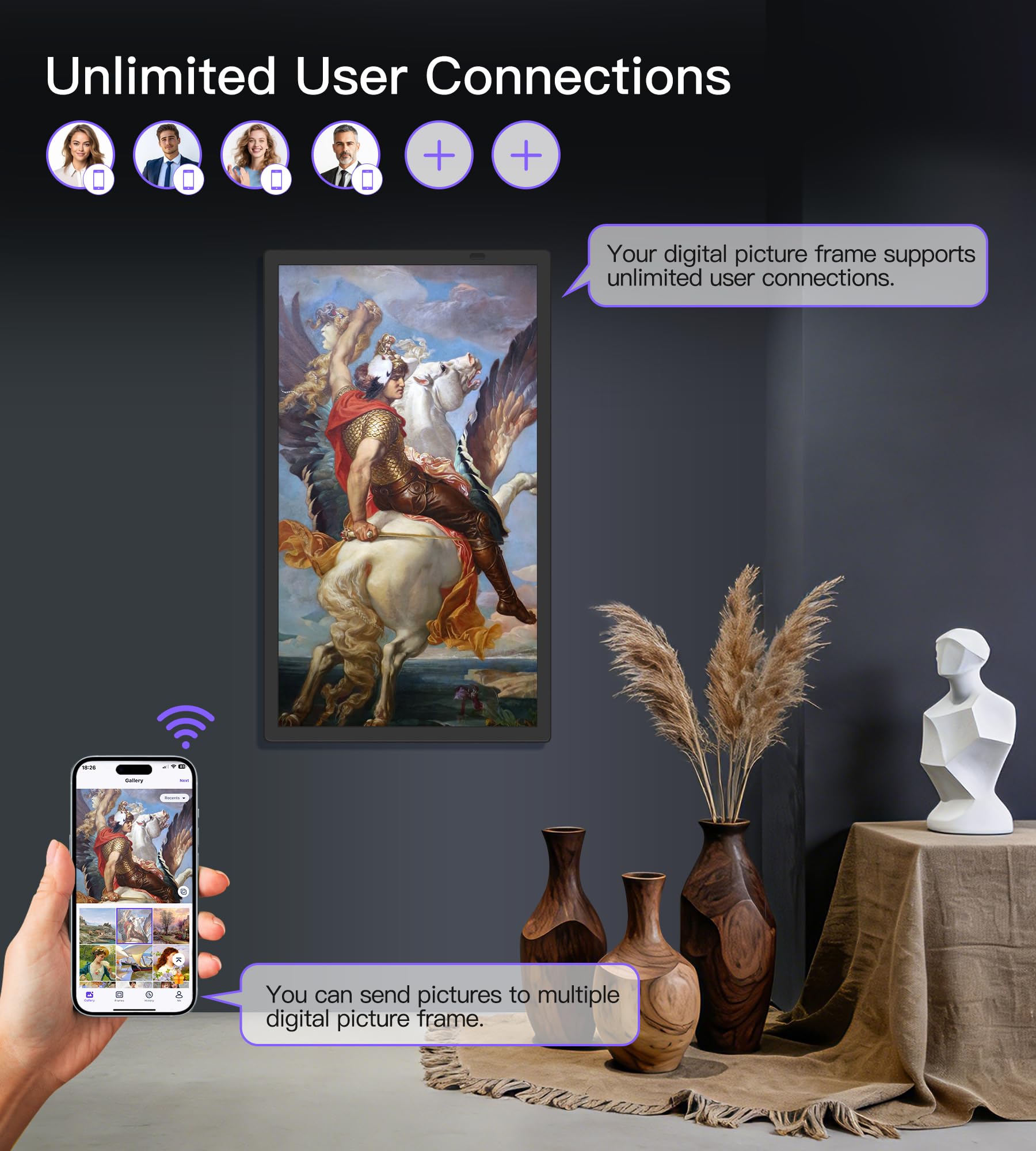 Uhale Digital Photo Frame - 64GB WiFi Remote -6