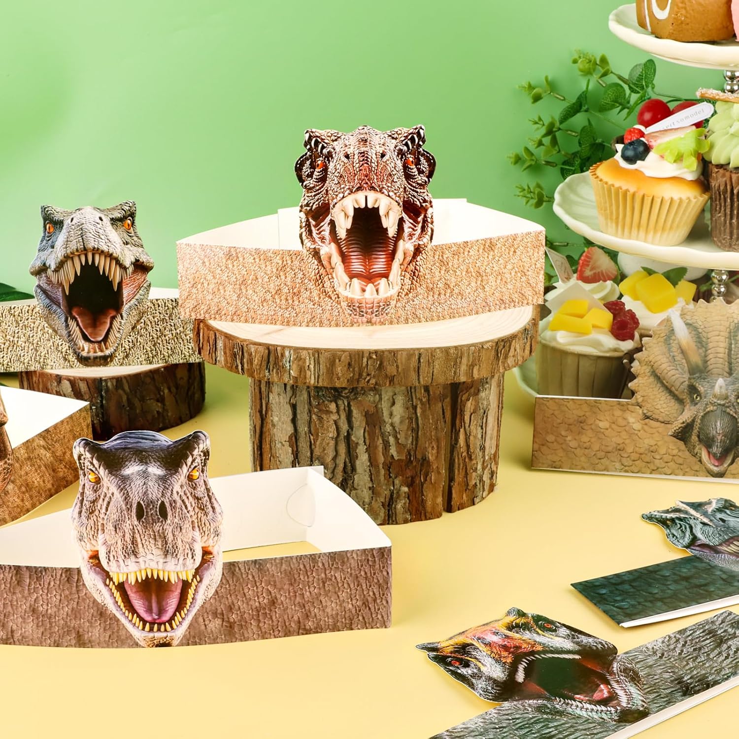 36 Pcs Dinosaur Birthday Party Hats for Kids, Animals Dino Party Headbands Adjustable Paper Party Crown for Boys Girls Dinosaur Birthday Decorations Dino Party Favors