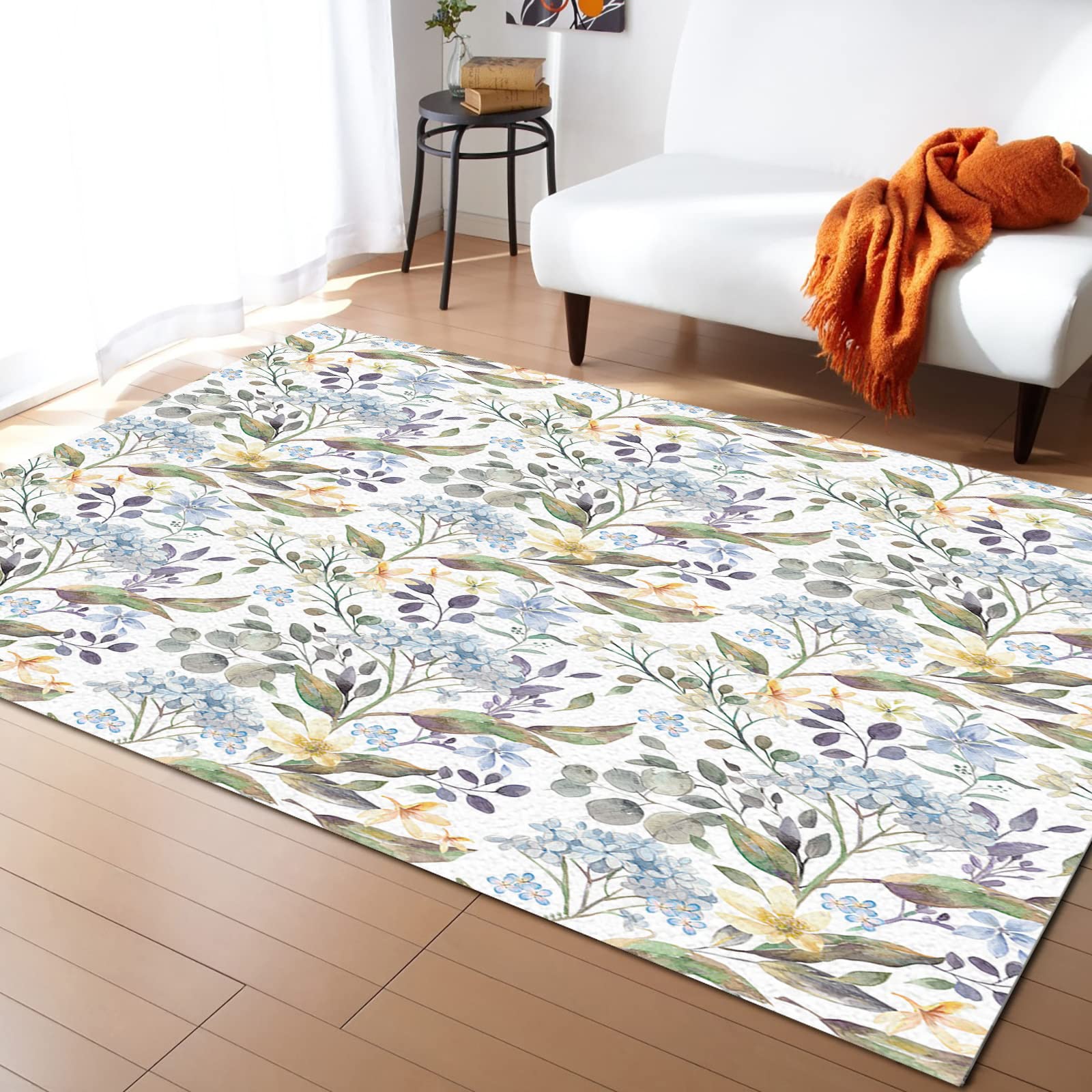 未使用保管品　the Apartment blue Lottery Rug World Rug Gallery Distressed Modern Abstract Watercolor Blue