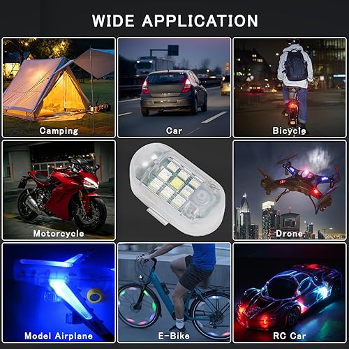 Miniatura 5 de SEISSO Paquete de 2 luces estroboscópicas LED anticolisión con control remoto inalámbrico, carga USB, kit de luces estroboscópicas de emergencia