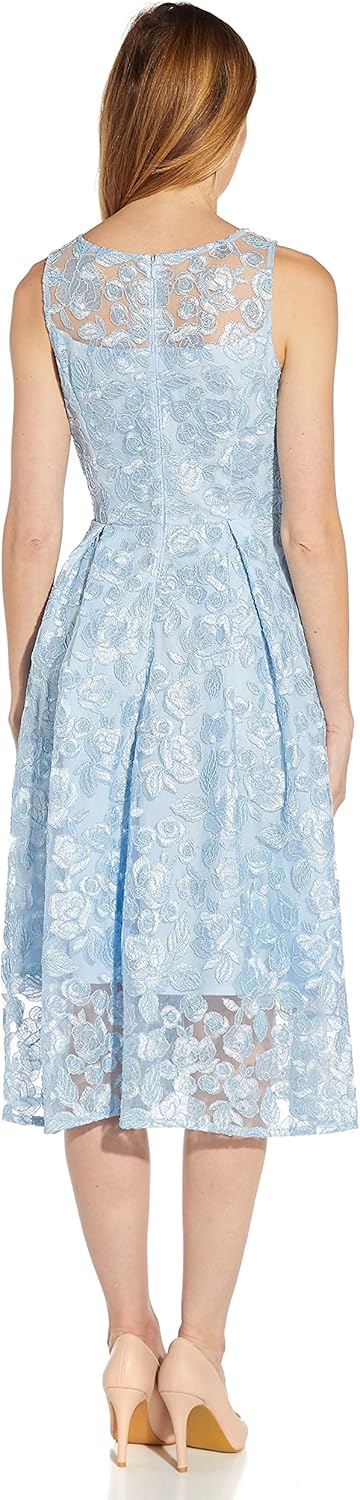 Adrianna Papell Womens Embroidered Tea Length Dress - Image 2