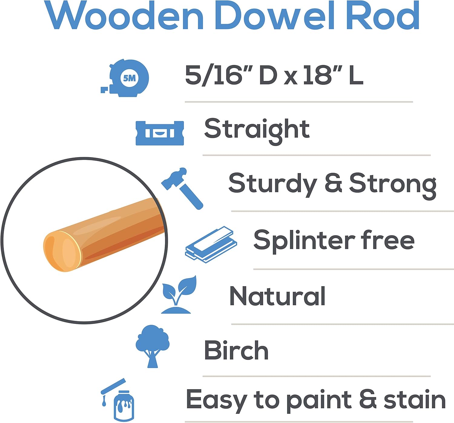 Wooden Dowel Rods - 5/16 x 18 Inch 25 Pieces and Wooden Dowel Rods - 5/16 x 24 Inch 25 Pieces by Woodpeckers