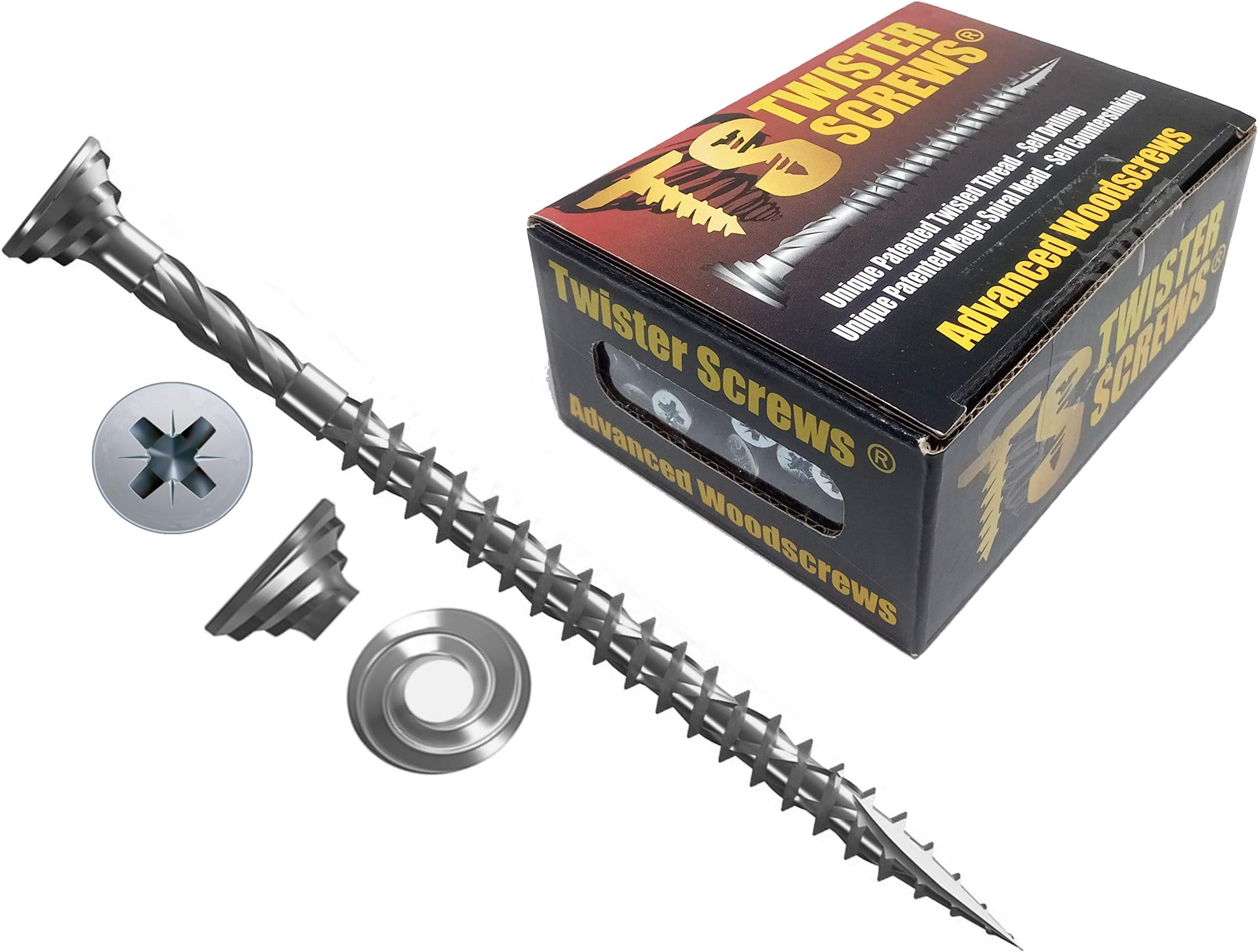 – Premium Double-Threaded Wood Screws | 4mm x 40mm | Box of 50 | Self Drilling, Self Countersinking, Zinc-Plated, Ultra Sharp Quick Grab Point