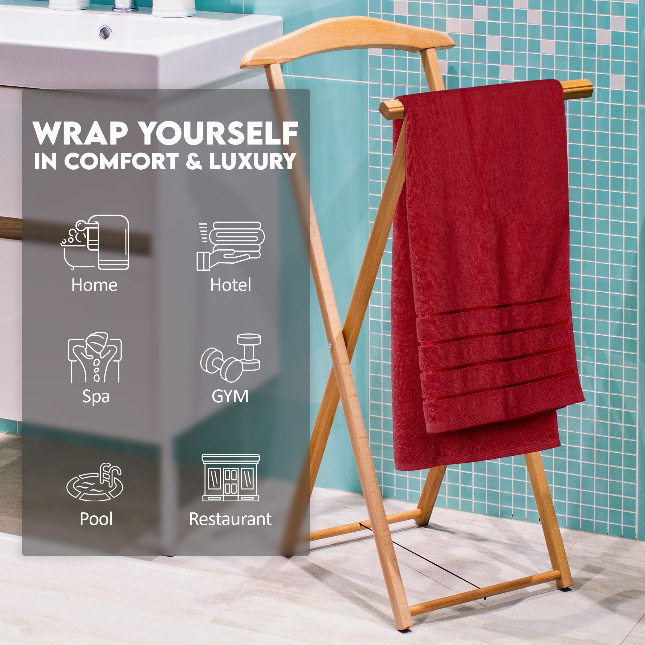 Utopia Towels Set di 4 asciugamani da bagno oversize in viscosa di alta qualità, in cotone filato ad anello (68 x 137 cm), altamente assorbenti, ad asciugatura rapida, per bagno, spa, hotel e palestra