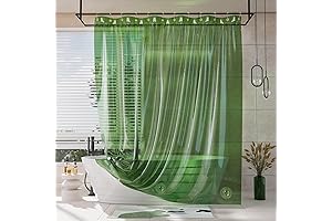 AmazerBath 100% EVA Soft Clear Green Luxury Shower Curtain Liner