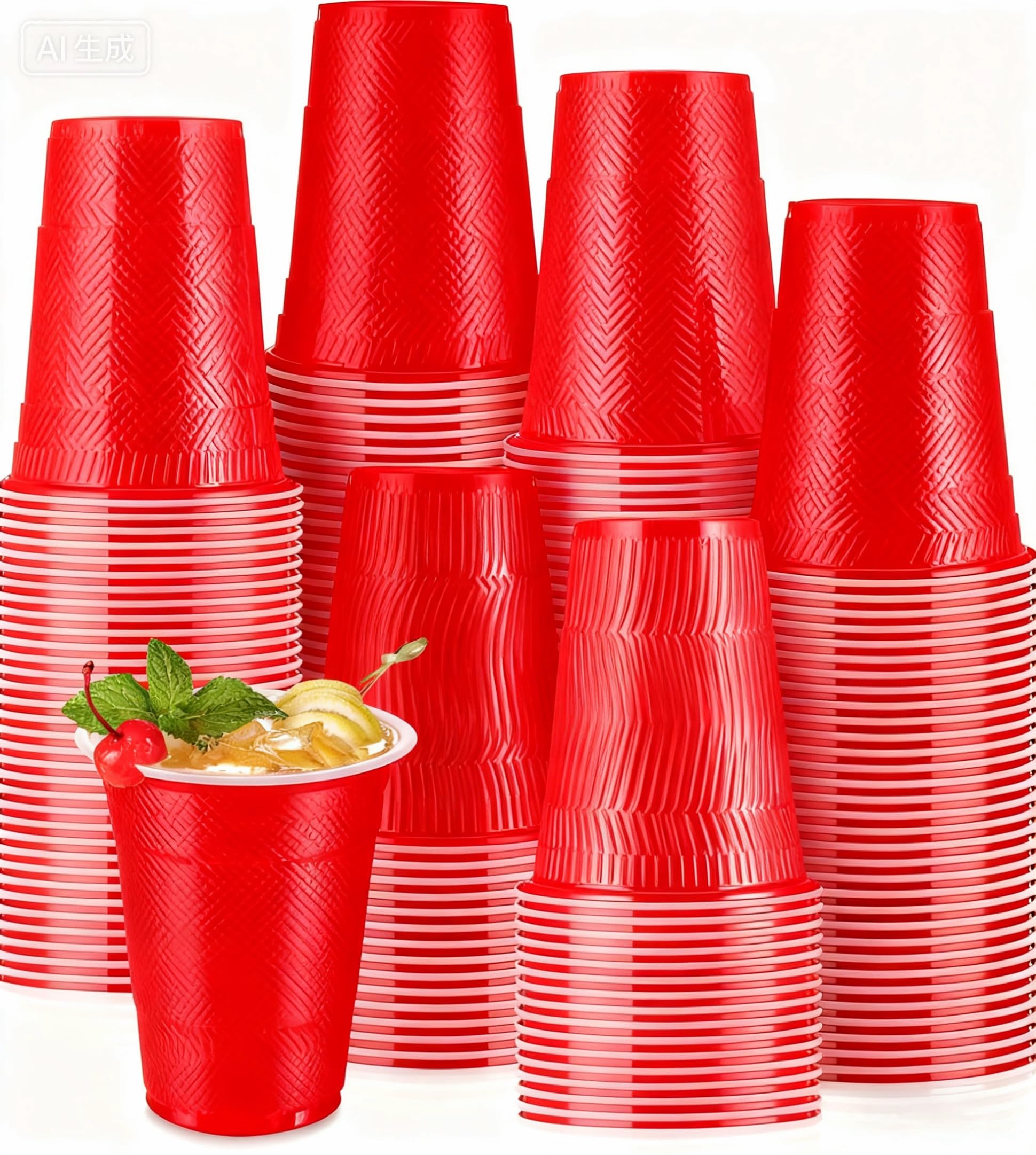 Doaizer Disposable Cups Bulk Plastic Party Cups for Graduation Wedding Birthday New Year Christmas Xmas Theme Party