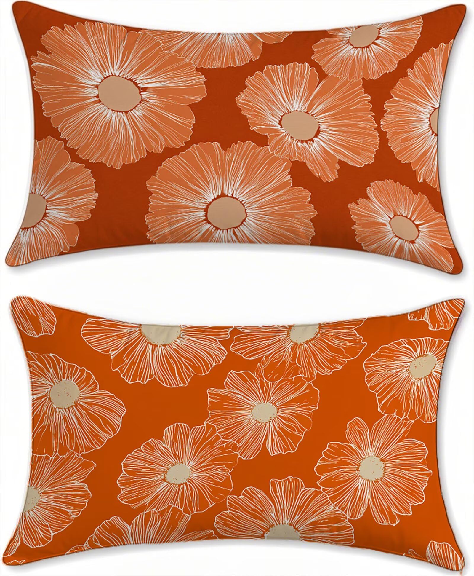 Housse assise salon de jardin velours orange brûlée pour canapé et terrasse