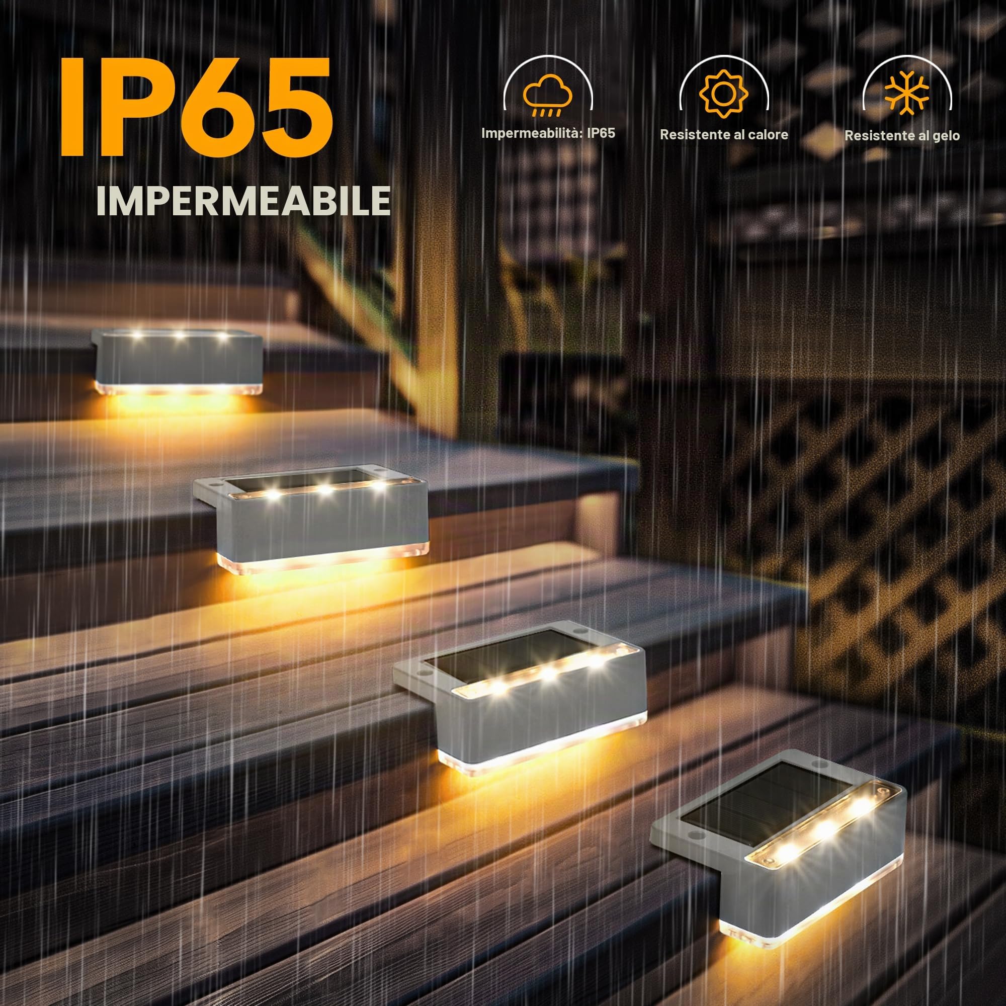Solpex Lampade solari per esterni, 12 pezzi, luce bianca calda, luci solari impermeabili, illuminazione a LED per scale esterne, gradini, recinzioni, giardino, cortile, terrazza, grondaia, decorazione