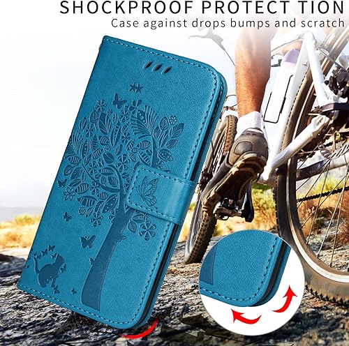 Miniatura 3 de Funda para Samsung Galaxy A54 5G, Galaxy A54 5G, funda tipo cartera, funda con tapa de piel sintética en relieve con diseño de árbol del amor, gato,