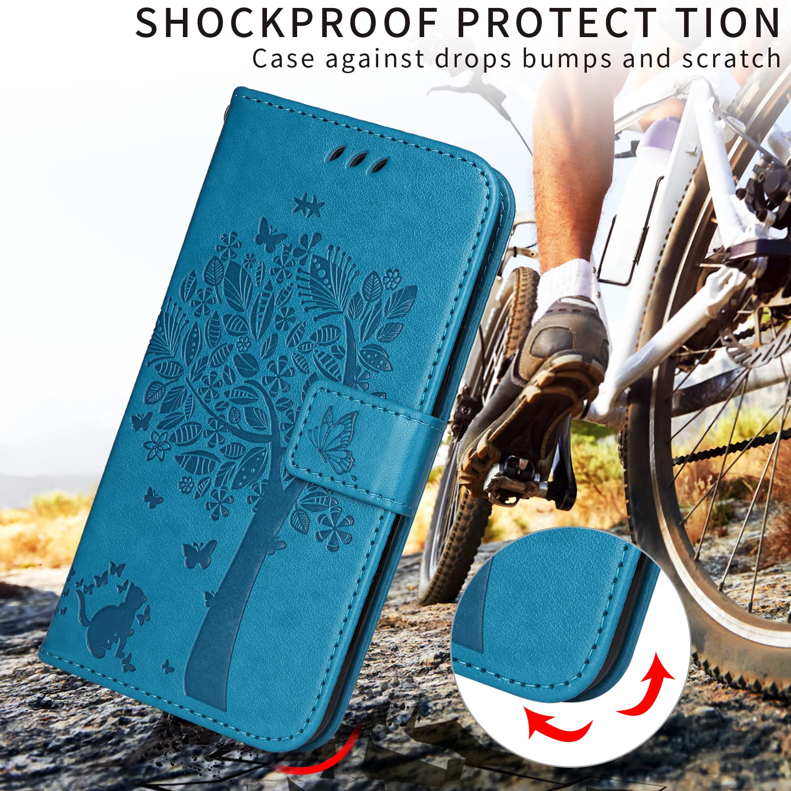 Phone Case For Google Pixel 8 Pro, Shockproof Flip Cover With Card Slots Kickstand Phone Case Compatible Google Pixel 8 Pro Rose Gold