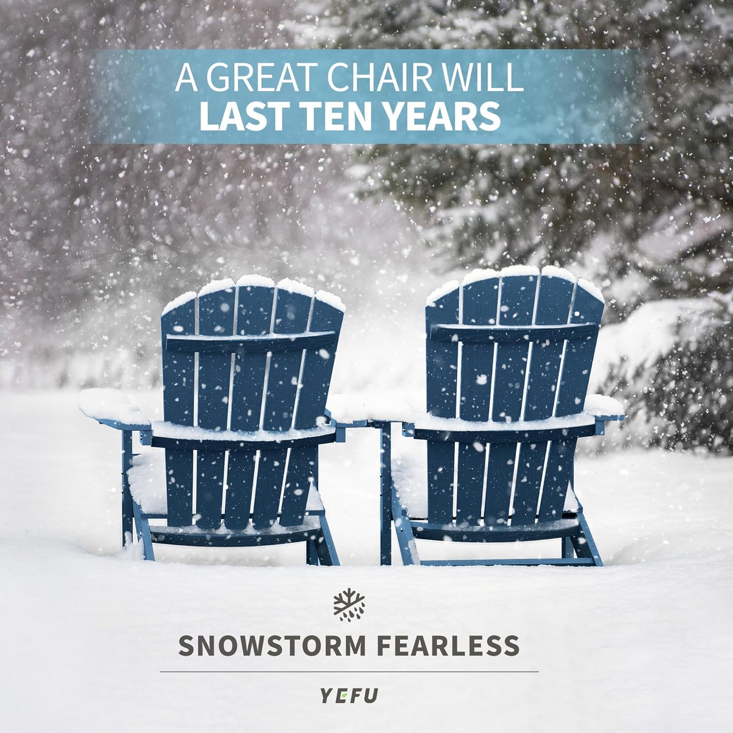 YEFU 3-Piece Adirondack Chair and Table Set: Outdoor Lounge Furniture Set - Outdoor Chair Plastic Weather Resistant with Wide Armrests for Patio Lawn Pool Porch Garden(Navy