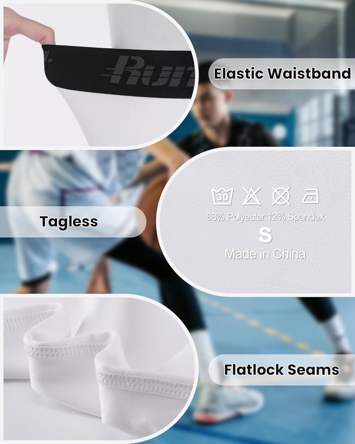 Runhit Boy's Basketball One Leg Compression Tights Full Length Single Leg Compression Pants Sports Base Layer Underwear - Image 6