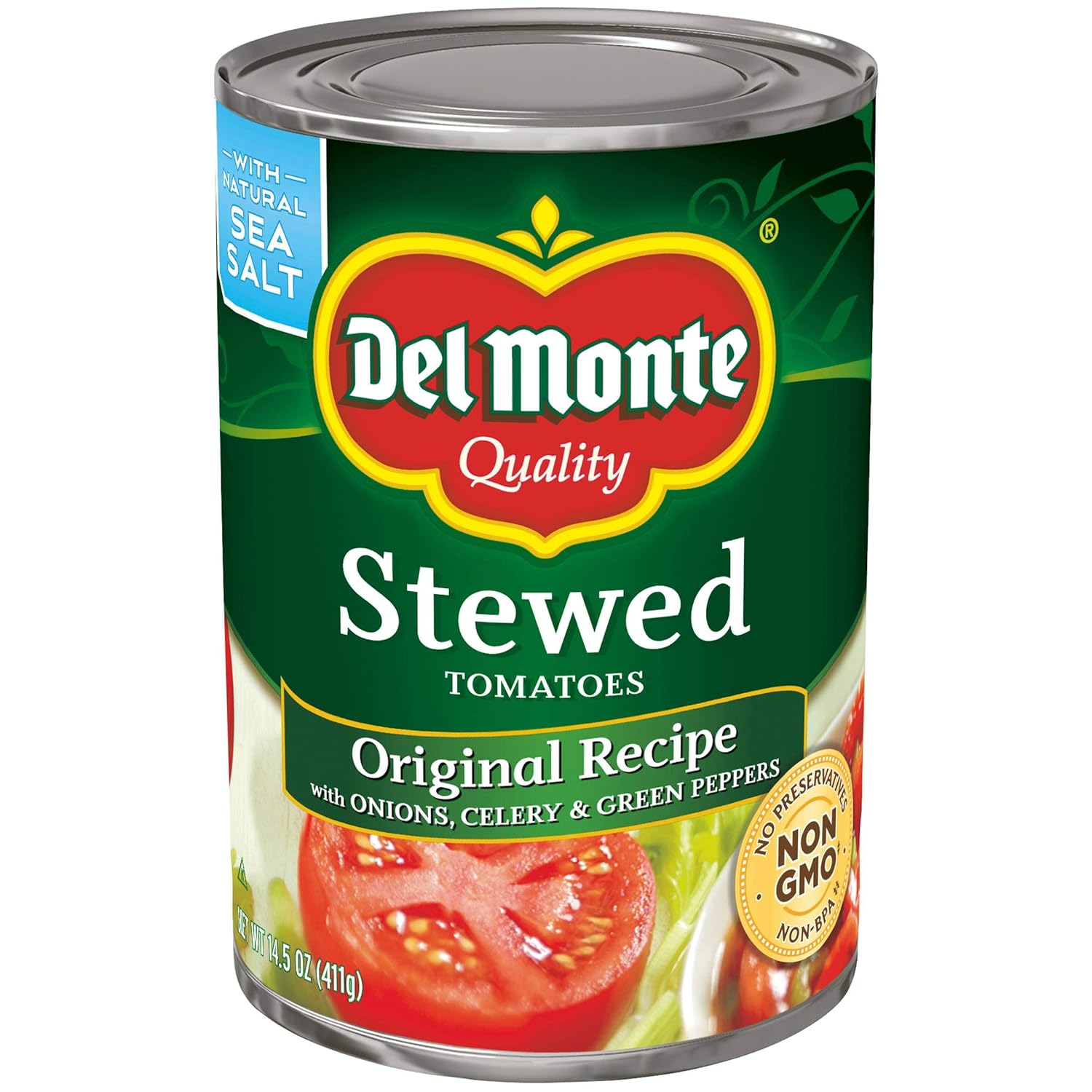 Del Monte Stewed Tomatoes Onion Celery & Green Peppers 14.5 oz (Pack of 24)