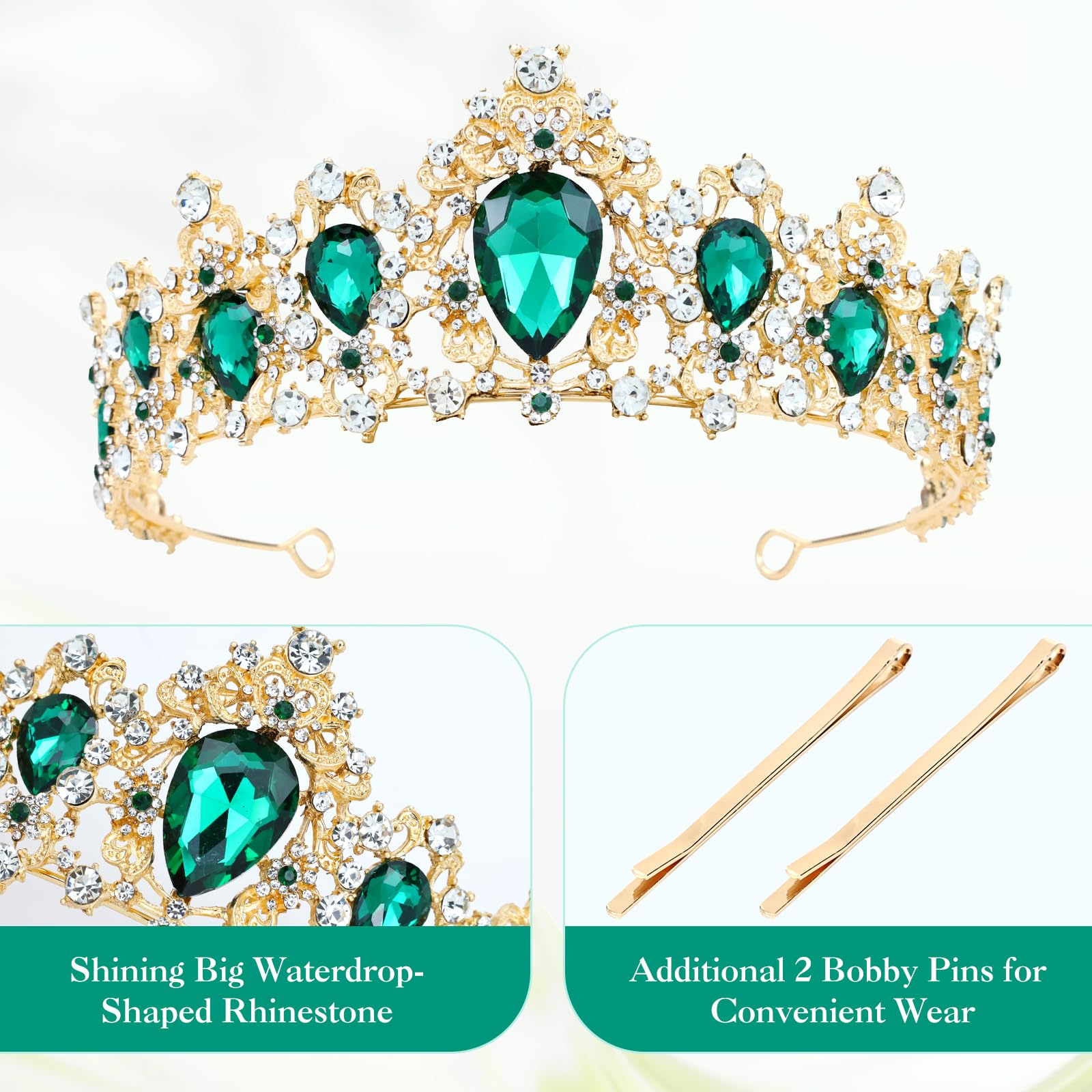 Rhinestone Wedding Headband Crown Tiara with Bobby Pins Bridal Hair Accessory WONRLUA Bridal Rhinestone Forehead Headpiece Wedding Crystal  main image 4