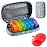 Serfeymi Weekly Travel Pill Organizer 2 Times A Day AM PM Upgraded Rainbow Pill Box 7 Day with Portable Zipper PU Leather Pill Case, Medicine Organizer for Pills, Vitamins, Fish Oils - Floral 02
